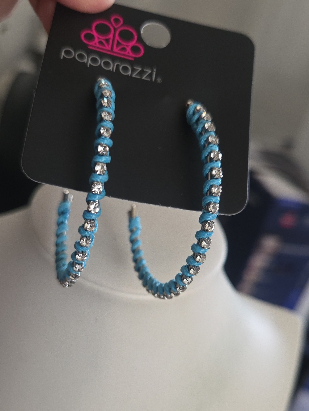 Paparazzi Put A String On It Blue Hoop Earrings NWT